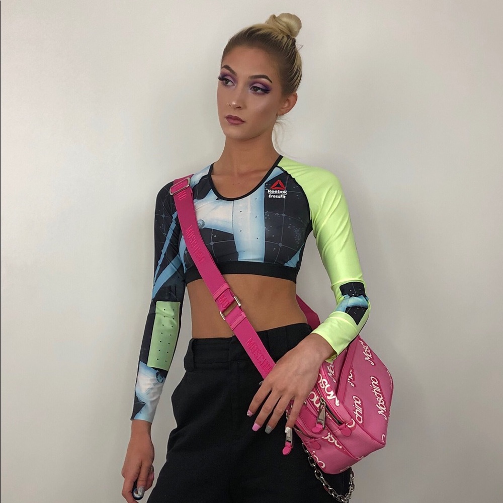 Futuristic Reebok CrossFit cropped long sleeve top